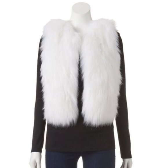 JENNIFER Lopez Faux Fur Open Vest - Picture 1 of 11